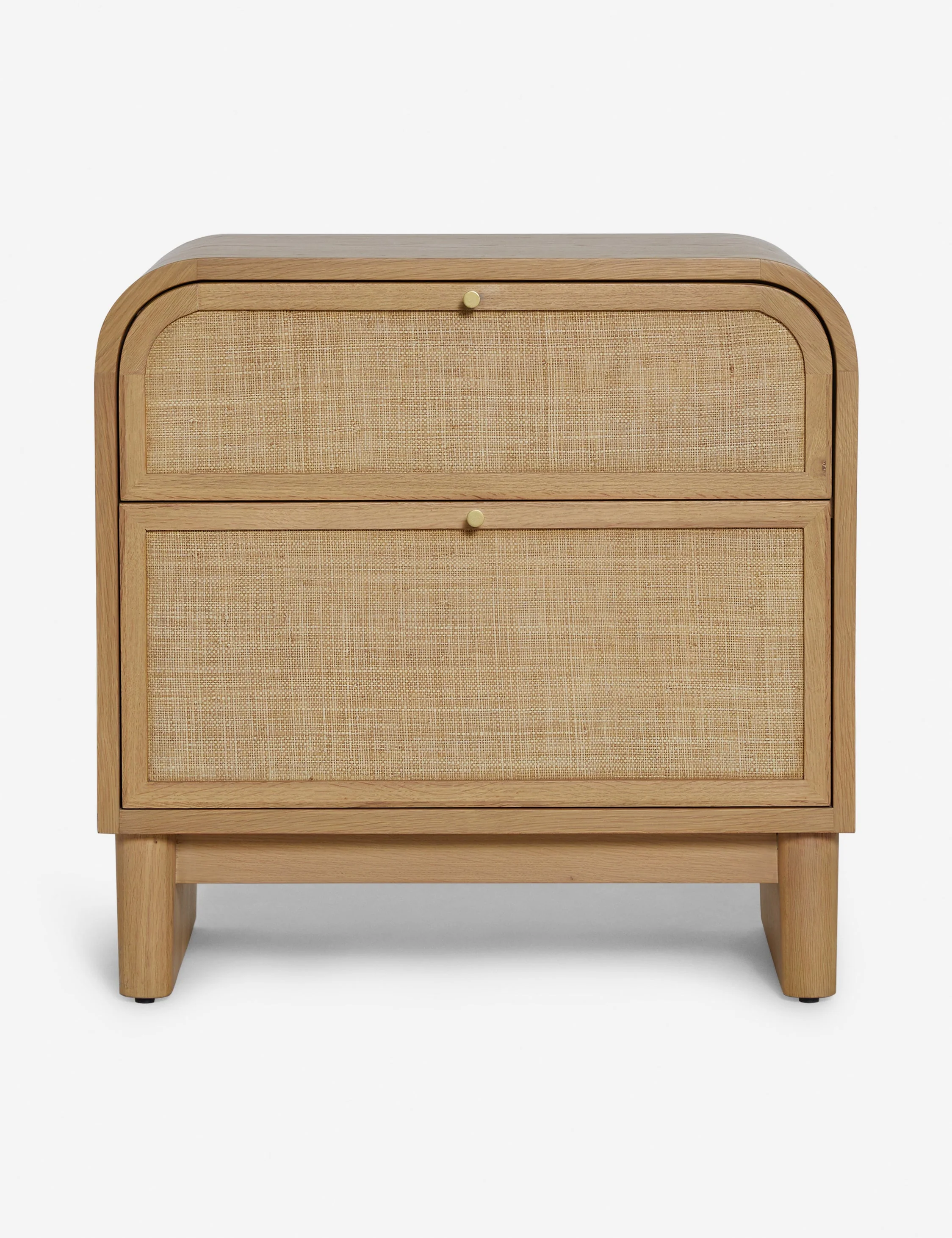 Nightstand Keep it timeless for a look that's always fresh with. The collection's rounded oak frames feature grasscloth paneling for a soft, airy