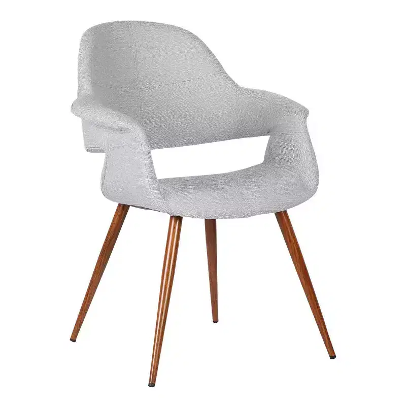 Armen Living,Phoebe Mid-Century Dining Chair in Walnut Finish and Gray Fabric