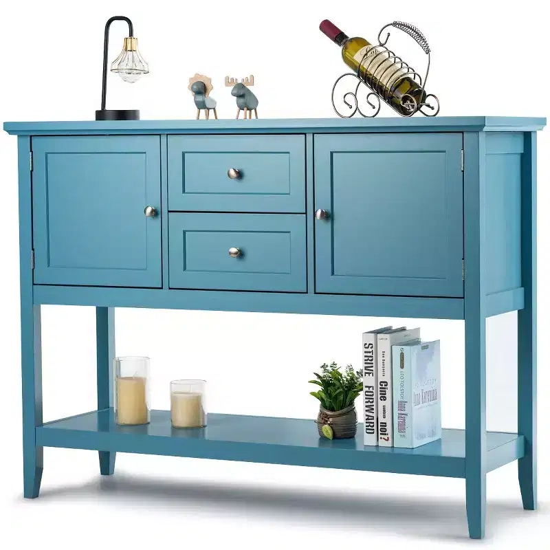 Wooden Sideboard Buffet Console Table with Drawers & Storage Cabinets, Multi-Color