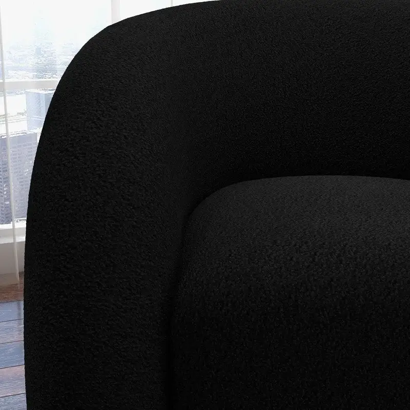 SEYNAR Modern Glam 360 Degree Swivel Teddy Upholstered Accent Armchair with Tufted Back