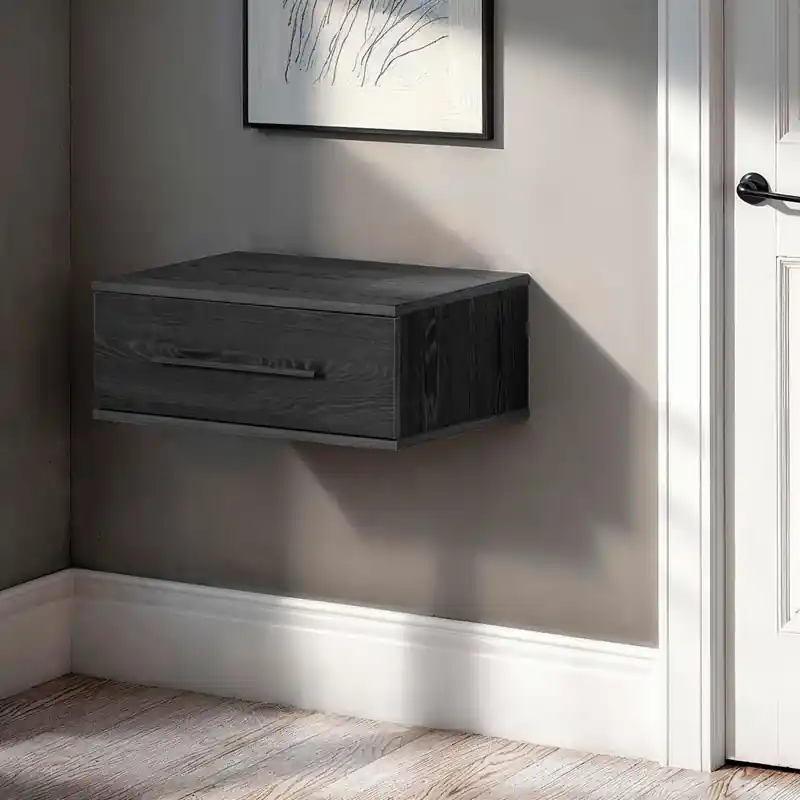 Floating Nightstand With 1 Drawer - Black Oak