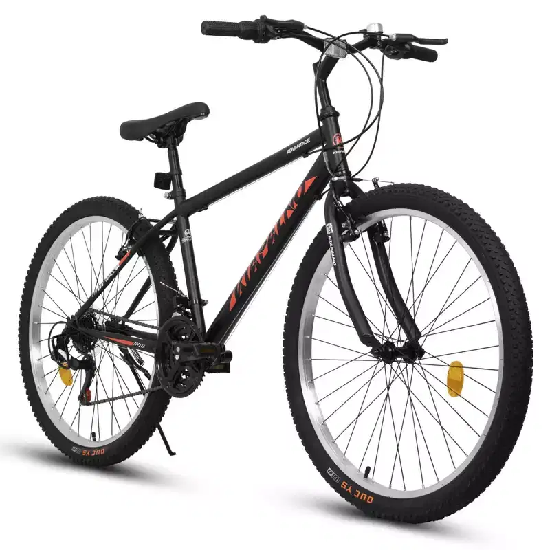 NAYSAYE Bicycle 24 Inch Mountain Bike Frame 21 Speed Dual V Brakes for Adults and Teens for Mountain Riding, Black and Red, 64.57*24.8*34.65