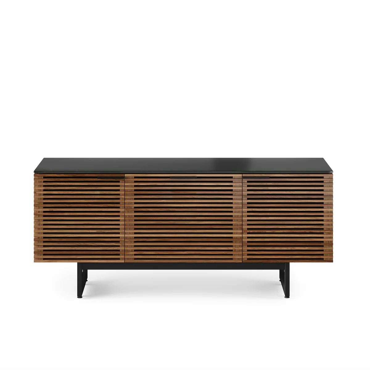 Mid-Century Natural Walnut Entertainment Cabinet with Storage for Living Room