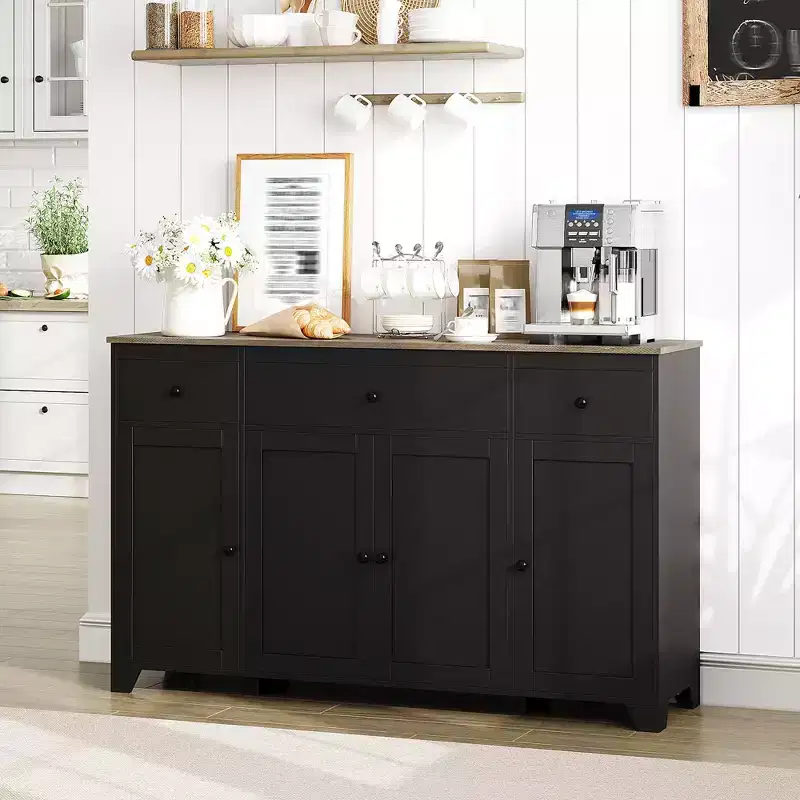 55-Inch Sideboard Buffet Cabinet with 3 Drawers and 4 Doors