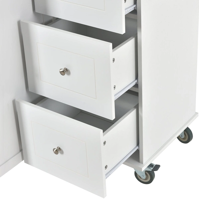 Multifunctional Kitchen Cart with Spice Rack and Adjustable Shelves