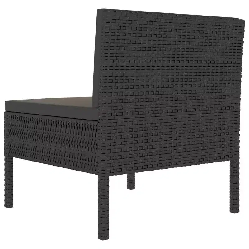 vidaXL Patio Chairs 3 Pcs Rattan Conversation Chair with Cushions Poly Rattan