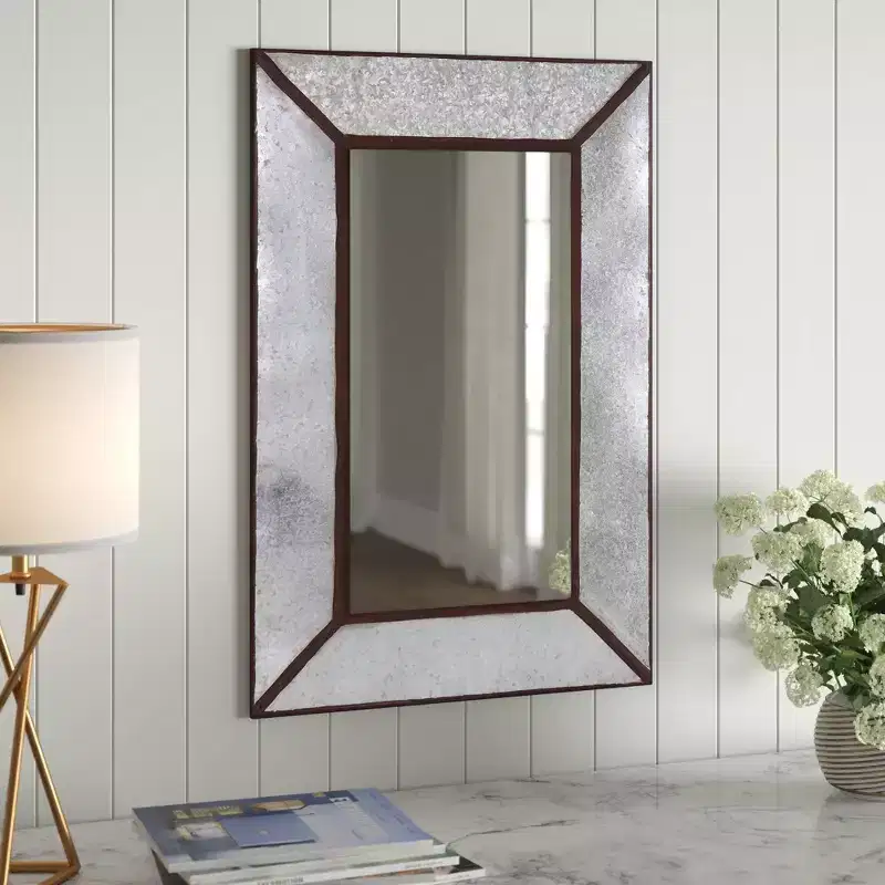 Howard Elliott 36"x24.5" Metal Framed Rectangular Rustic Accent Wall Mirror