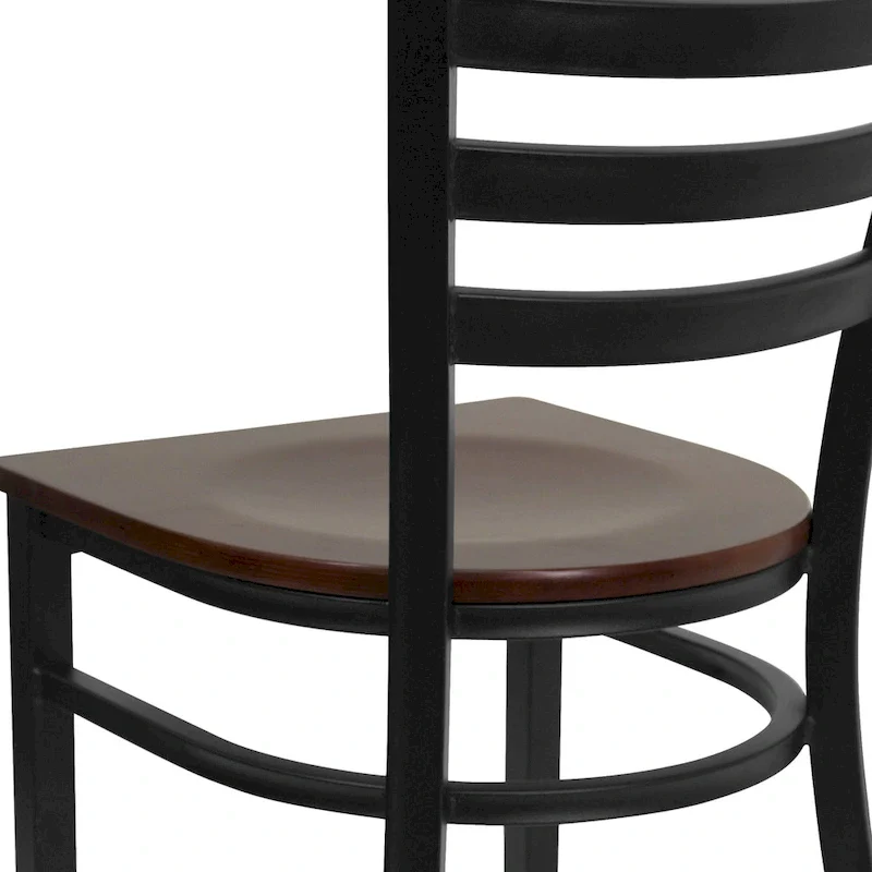 Ladder Back Metal Dining Chair with Wood Seat