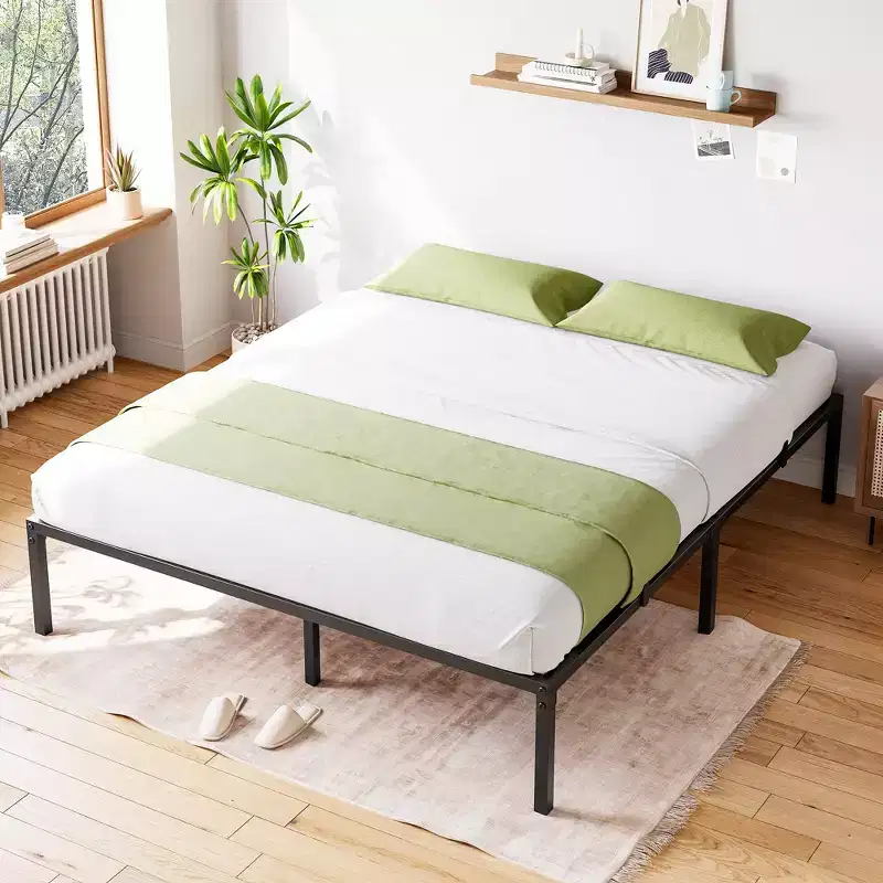 Twin Metal Bed Frame Heavy Duty Platform with Iron Slats, 800 lbs Capacity, No Box Spring, Under-Bed Storage