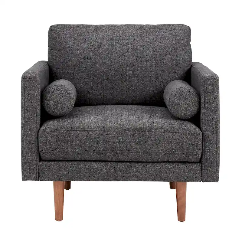 Mid-Century Tapered Leg Armchair with Roll Pillows