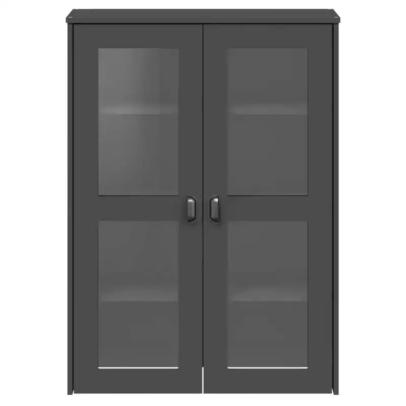 Industrial Highboard Top with 3 Shelves & Frosted Glass Doors – Anthracite
