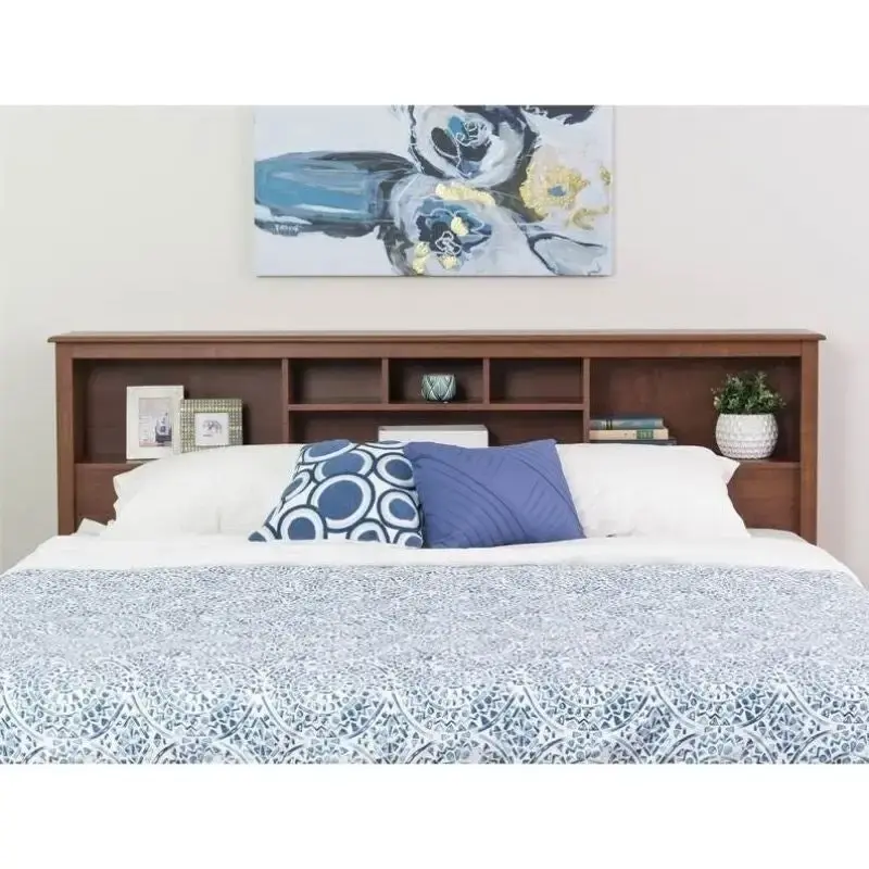 King Size Storage Headboard - Cherry Finish
