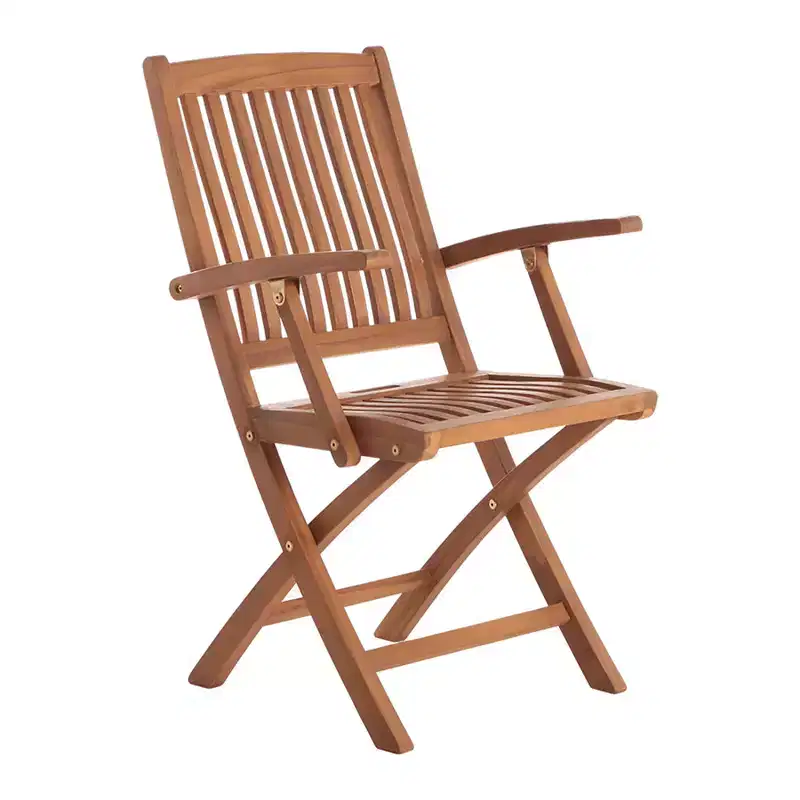 Nordic Teak Outdoor Oiled Patio Folding Chair with Arm Rests