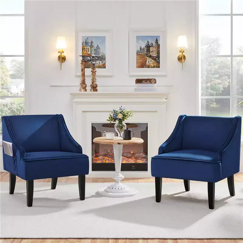 Yaheetech Set of 2 Modern Velvet Accent Chair for Living Room Bedroom