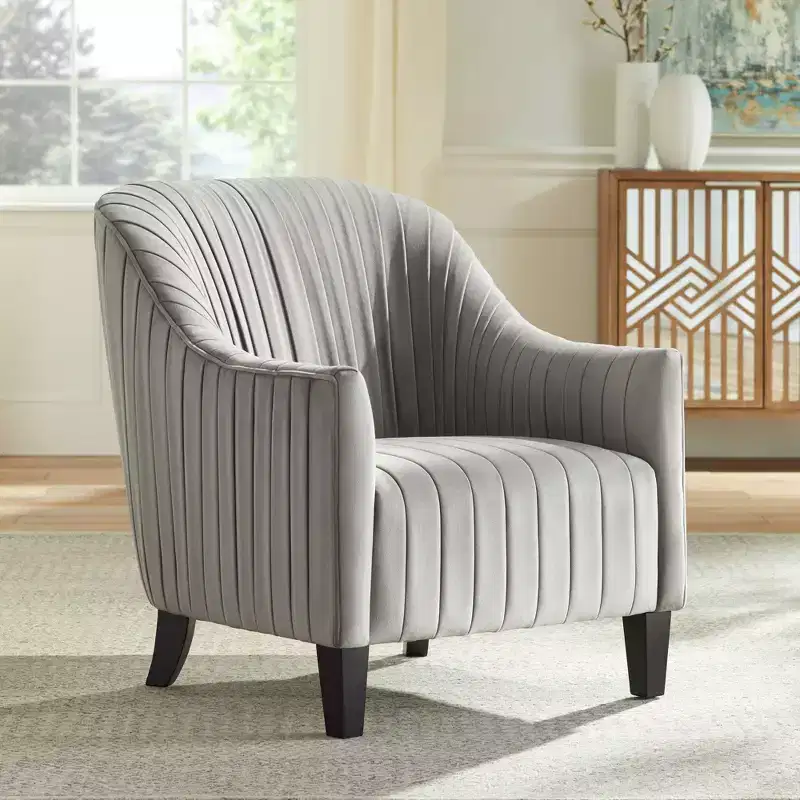 Gray Pleated Occasional Chair