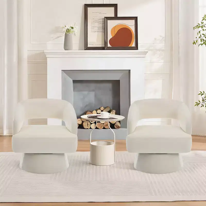 360 Swivel Velvet Barrel Chair, Modern Accent Armchair with Striped Backrest, Plush Cushion for Living Room, Bedroom