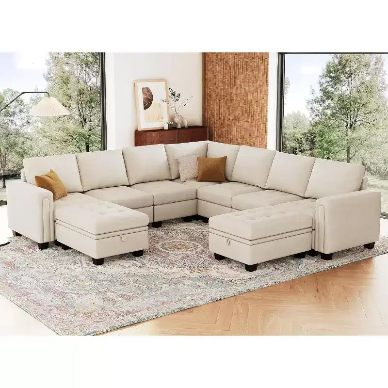 Belffin Modular Velvet Tufted Small Ottoman
