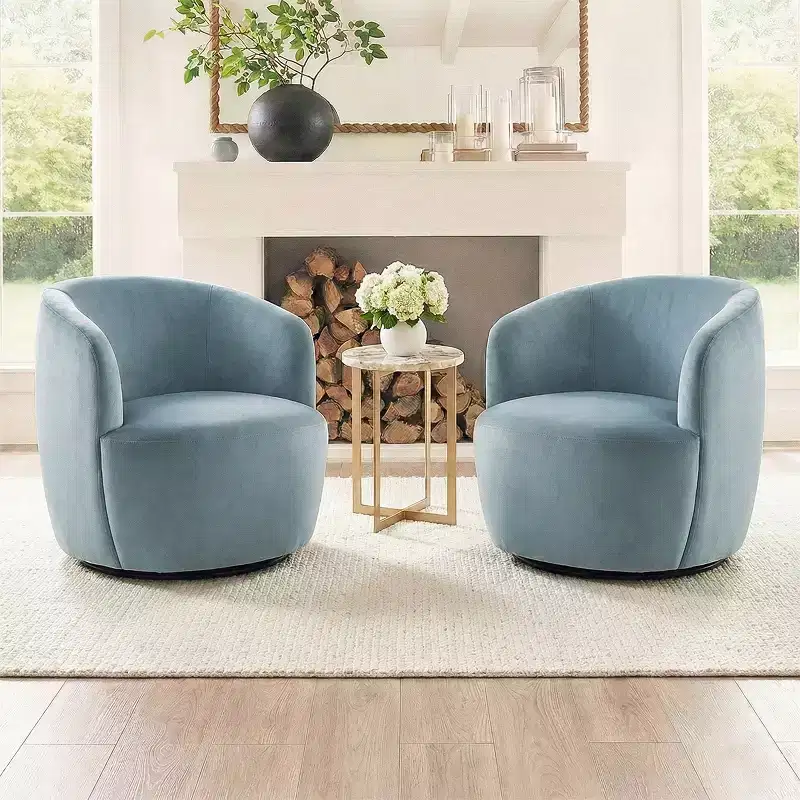 Modern Velvet Swivel Accent Chair, Upholstered Barrel Chair with 360 Rotation, Lounge Chair for Living Room & Reading Corner-Panipeachy