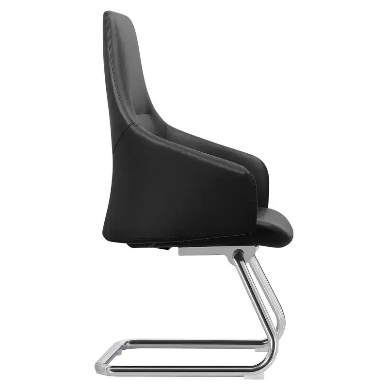 Ergonomic Faux Leather Office Chair Iron Sled Base Adjustable Height 330 lbs Capacity