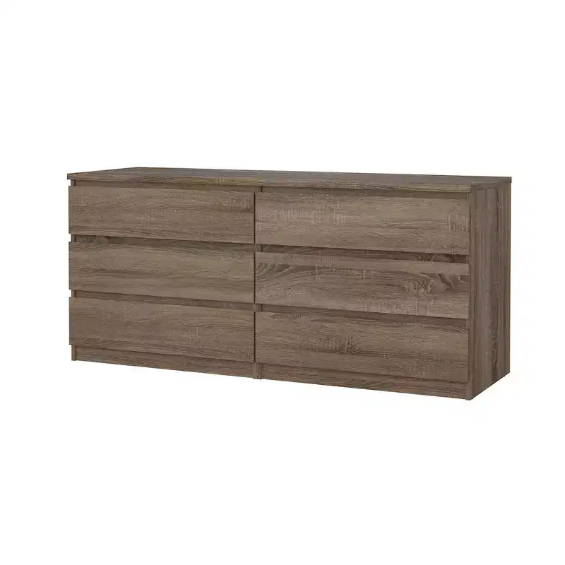 6 Drawer Double Dresser, Truffle Oak