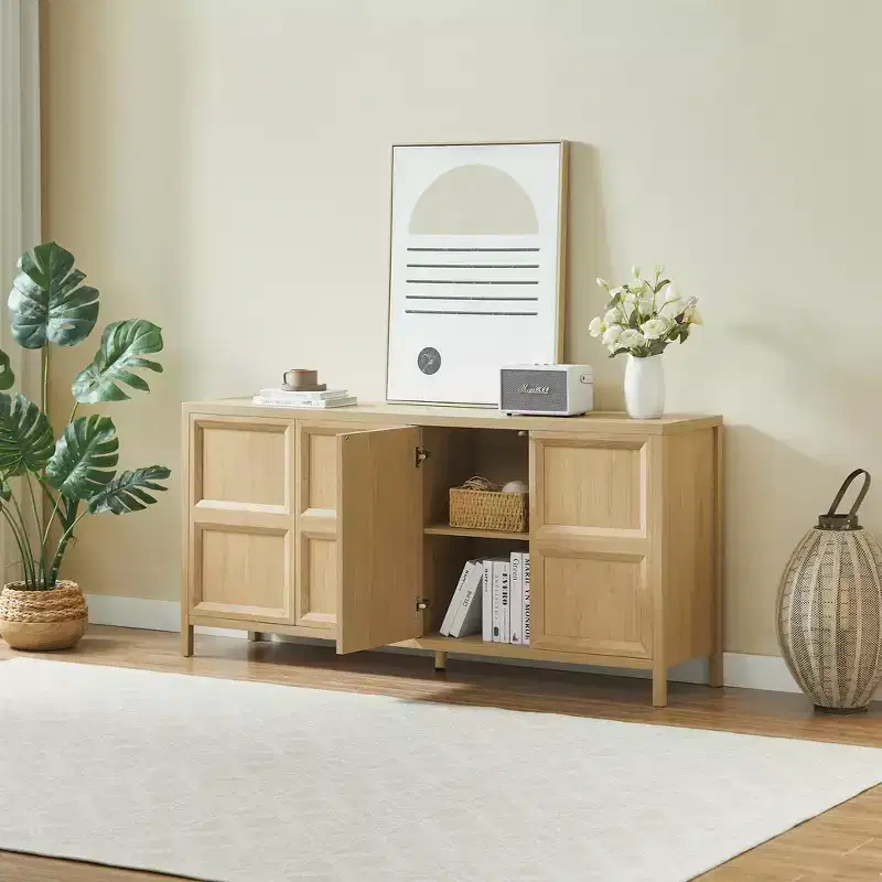 GDFStudio Aleksander Modern 67'' Wooden Sideboard Storage Cabinet with 4 Doors and Soft-Close Hinges