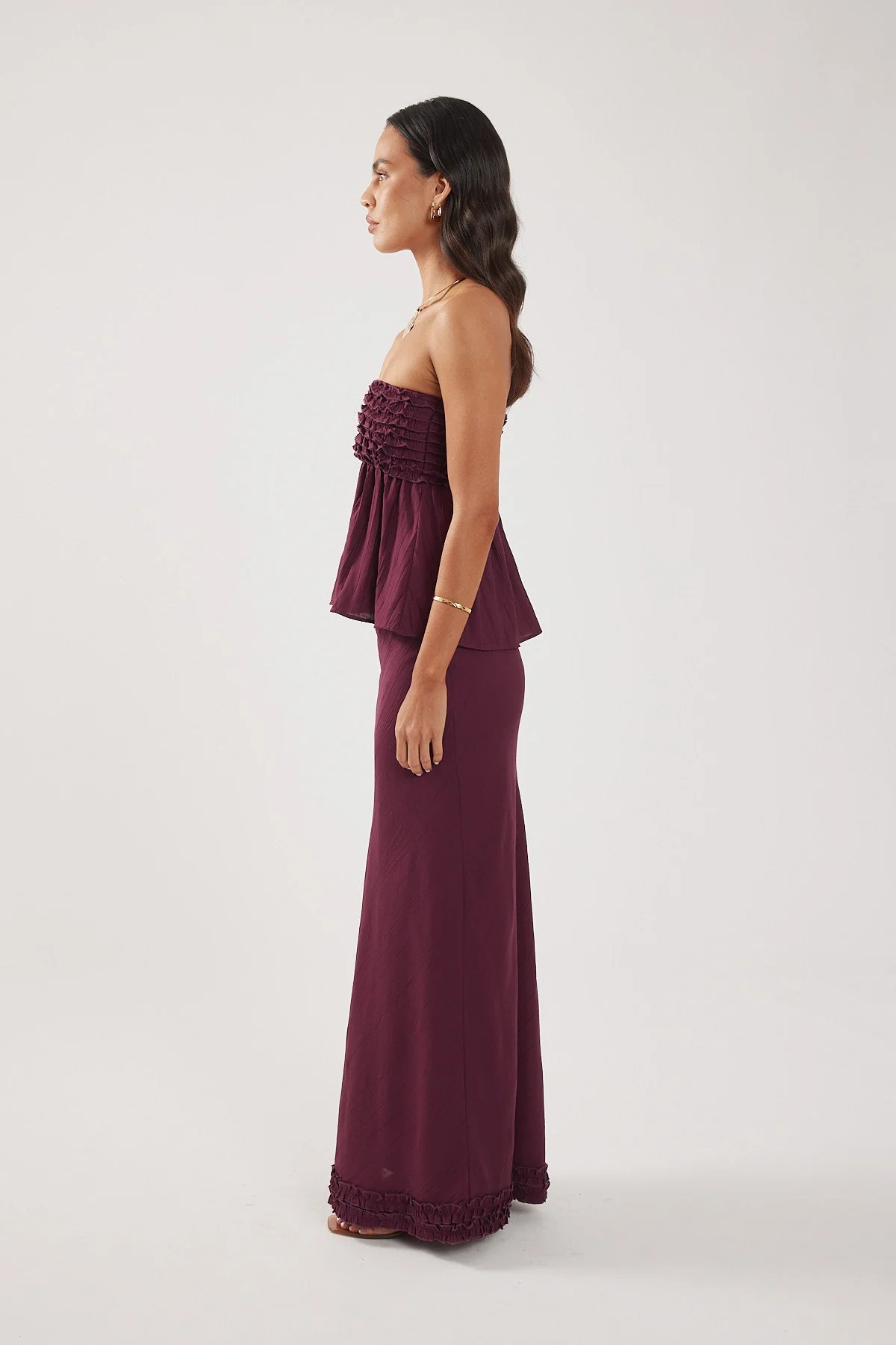 Frill Maxi Skirt Plum