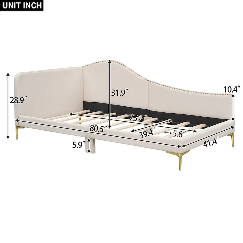 Upholstered Daybed with Guardrail and Headboard