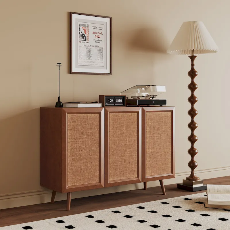 Entryway Storage Media Console Farmhouse Tv Stand Accent Buffet Sideboard Cabinet With Doors and Shelves