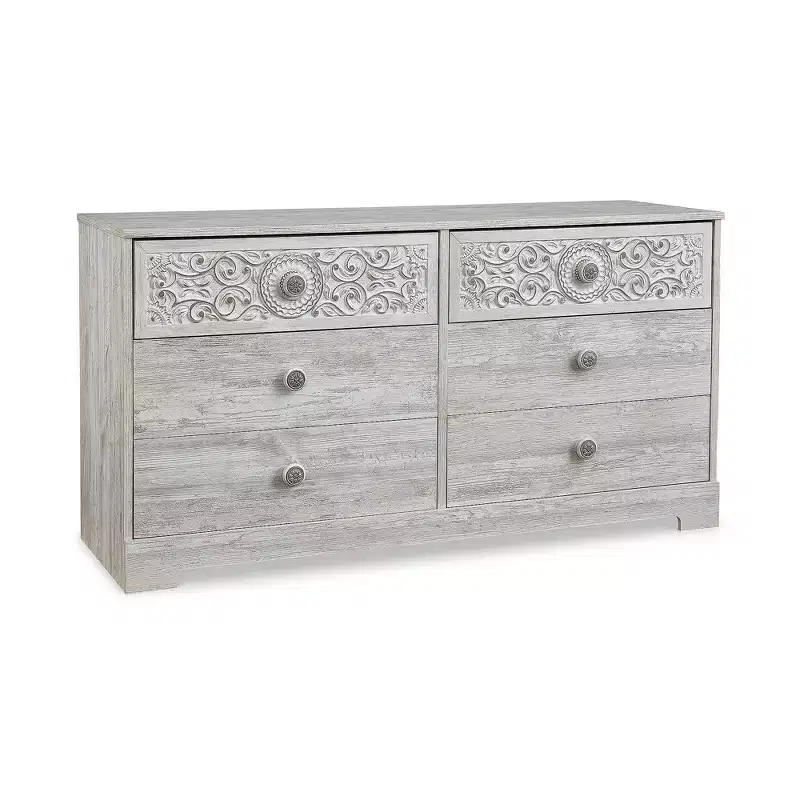 Signature Design by Ashley Casual Paxberry 6 Drawer Dresser, Whitewash