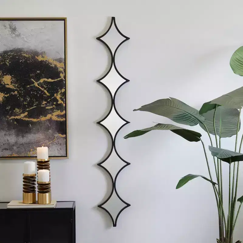 Contemporary Metal Geometric Wall Mirror with Diamond Pattern - Olivia & May