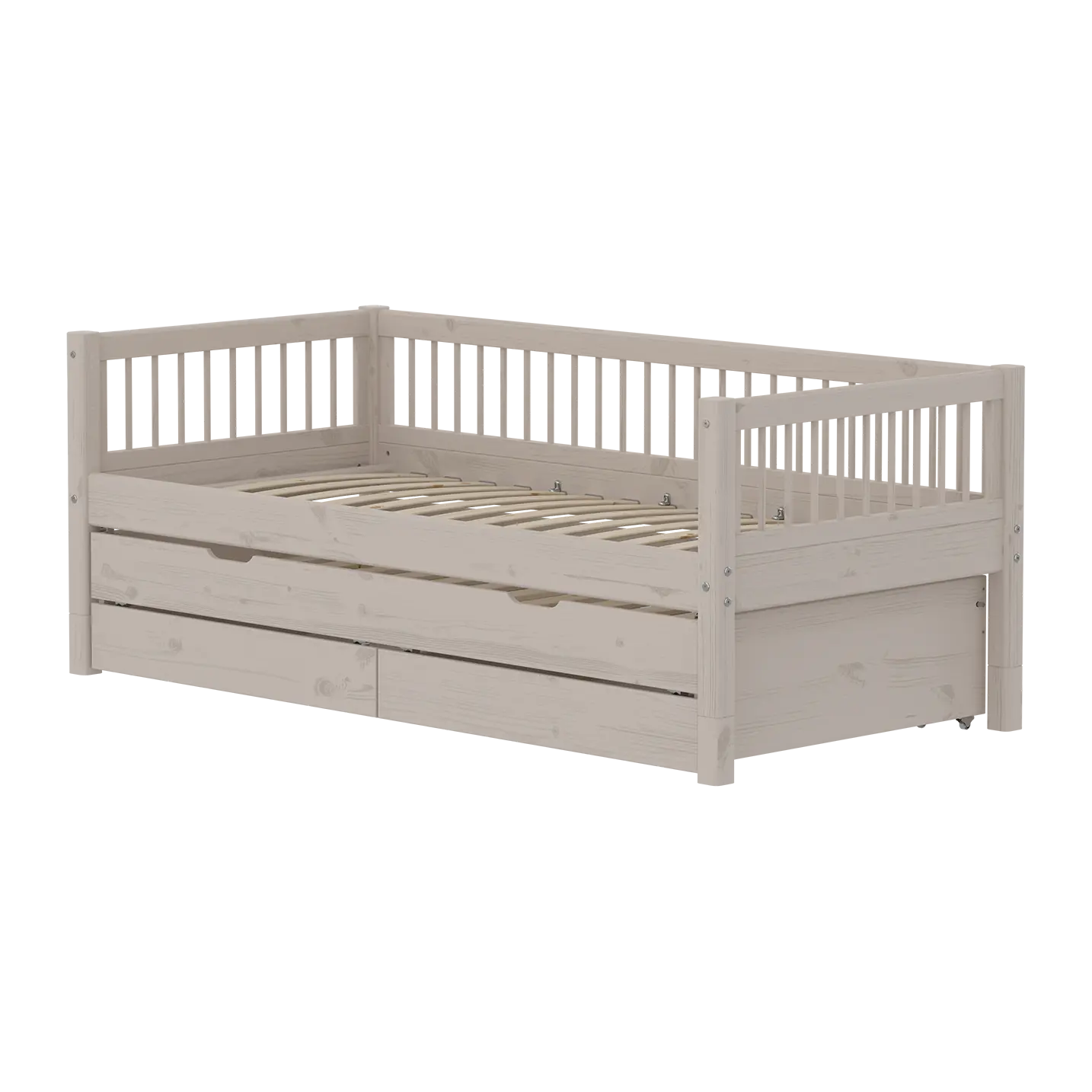 Single Bed with Guest Bed, Storage, 90x200 cm, Grey