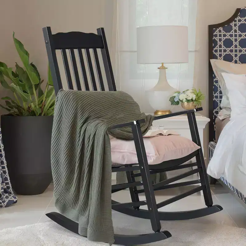 Karl Home | 24-Inch Solid Wood Patio Rocking Chair