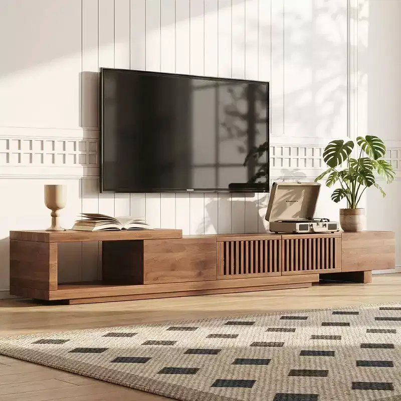 78.54 Modern Walnut Wood Extendable TV Stand for TVs up to 100 Gaoyangjiaju