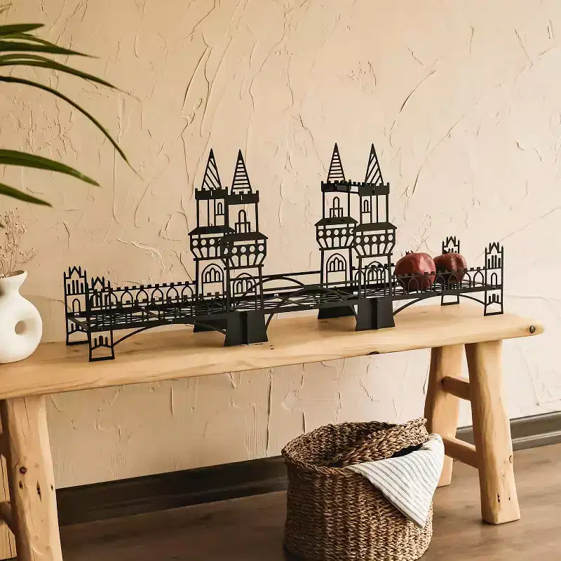 Sussexhome Metal Bridge Shelf for Desk or Wall, Unique Home Office Decor