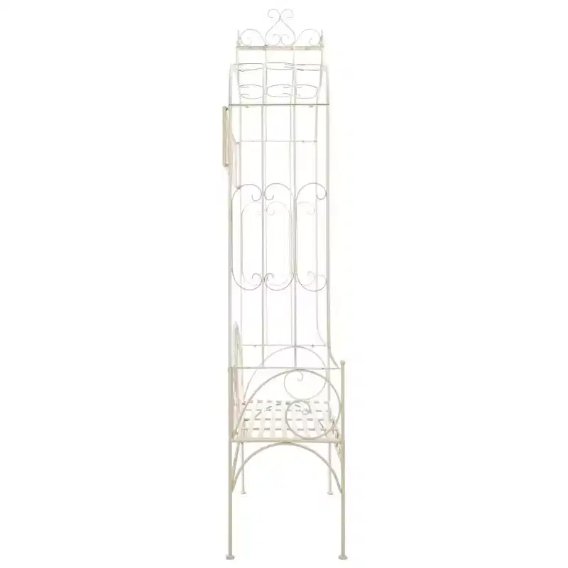 vidaXL Garden Bench Antique White Wrought Iron Standard Garden Bench