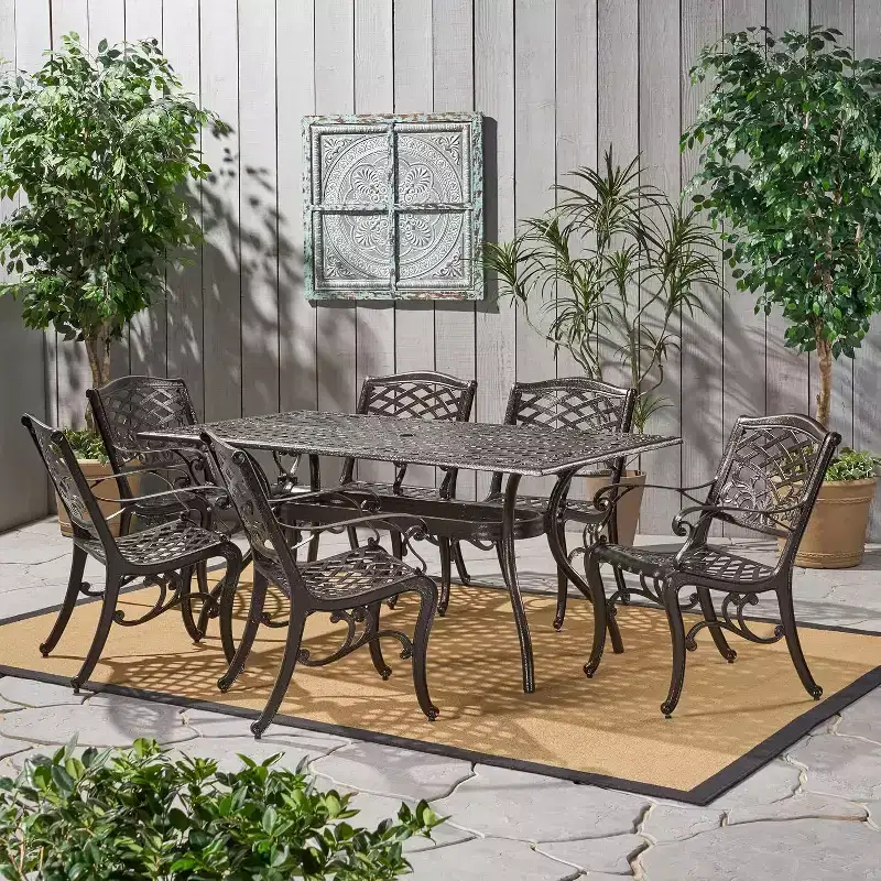 5/7 PCS Outdoor Dining Set Metal Patio Conversation Set Garden Furniture Set Patio Seating Group, Weather-Resistant - ModernLuxe