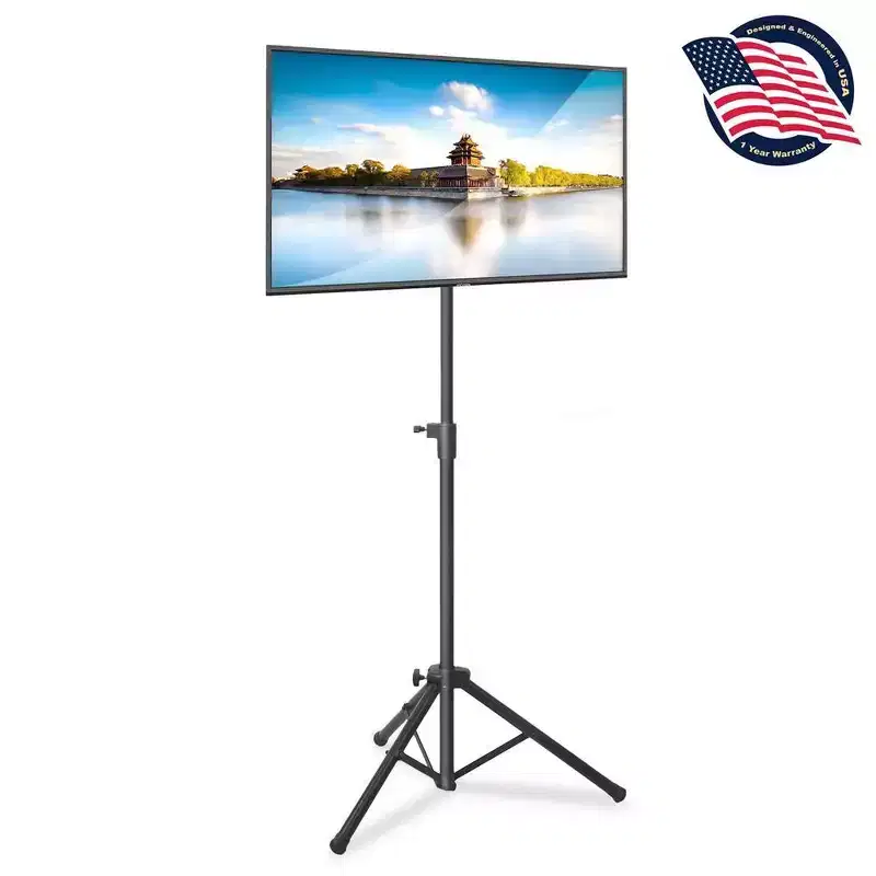 Portable Tripod TV Stand for Displays up to 32 with VESA Compatibility, Adjustable Height, Easy Setup