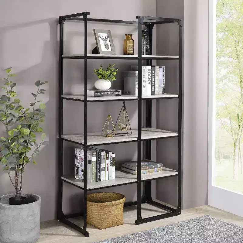 72.25" Havano 4 Shelf Open Industrial Bookcase: Steel Frame, MDF - HOMES: Inside + Out