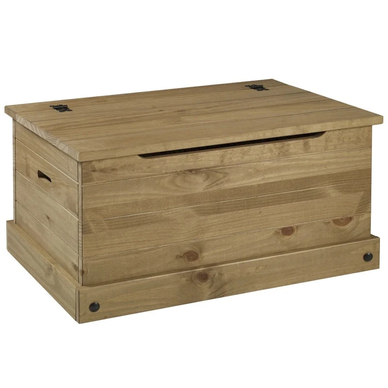 OS Home and Office Furniture Model COR440 Cottage Series Wood Storage Trunk in Corona Brown