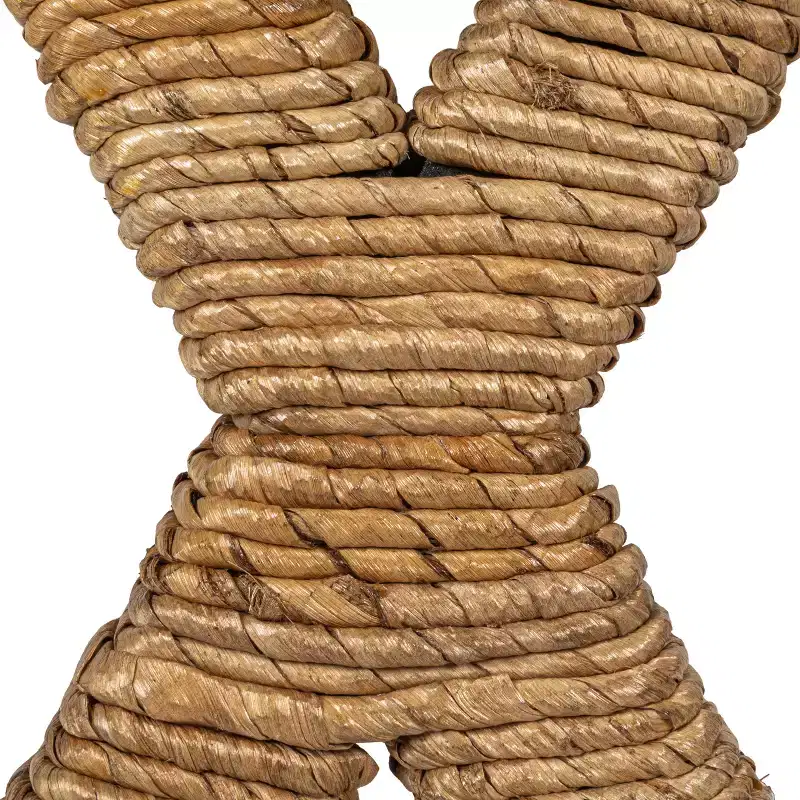 Storied Home Woven Water Hyacinth Stool, Natural Finish