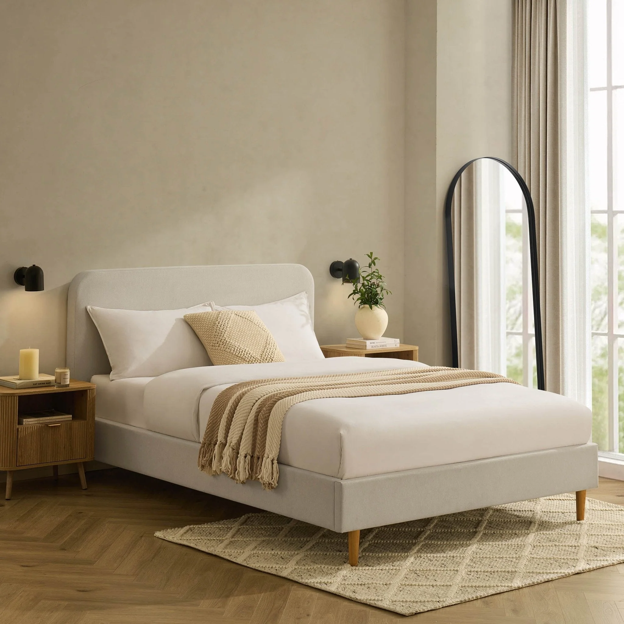 Bed - Cream Linen