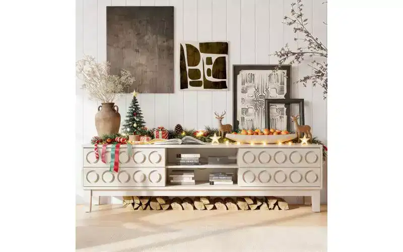 70.08inModern Mid-Century Media Console with 4 Drawers and Cable Management, TV Console Table for TVs up to 75,for Living Room,Office(White)