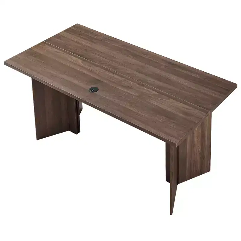 VEVOR 63 in Executive Desk, Large Modern Rectangle Office Table, Wooden Executive Table with Cable Connection Hole, 250 LBS Load Capacity, Brown