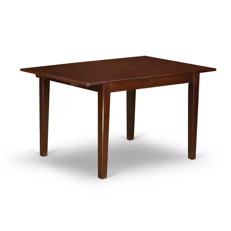 HomeStock 5 Piece Dining Set Rectangle Table with 4 Linen Fabric Chairs Mahogany