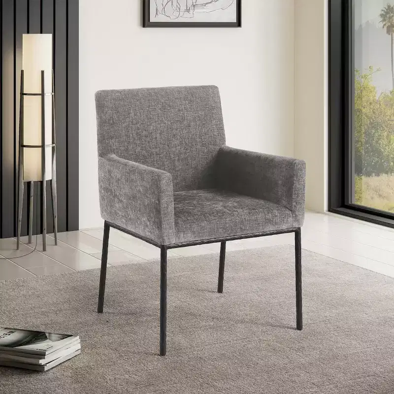 Meridian Furniture,Reeves Chenille Fabric Dining Chair, Set of 2