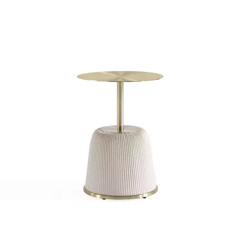 Modern Leatherette Upholstered End Table with Gold Tabletop