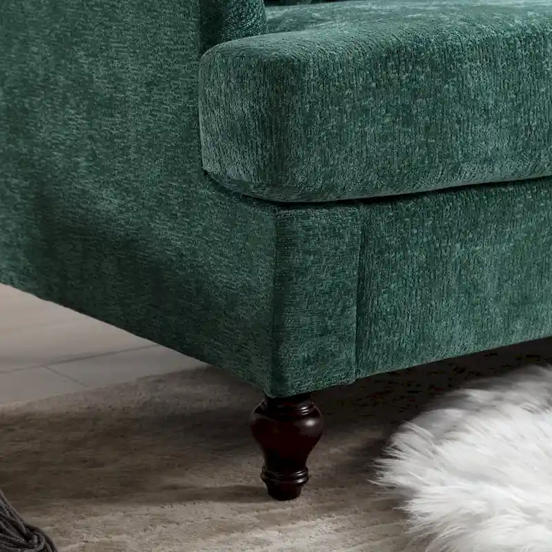 Green 68.9 Chenille 2-Seater Sofa with Detachable Cushions and Wooden Legs