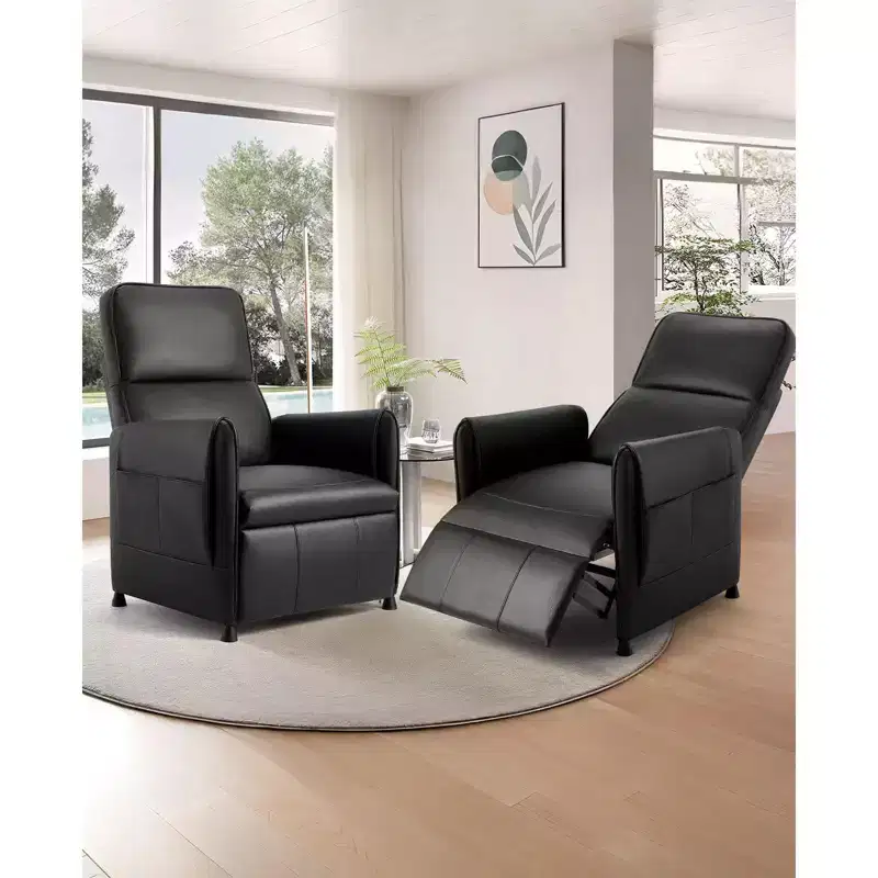 Electric Recliner Chair for Adults with Remote Control and Side Pockets, PU Leather Recliners Home Seating