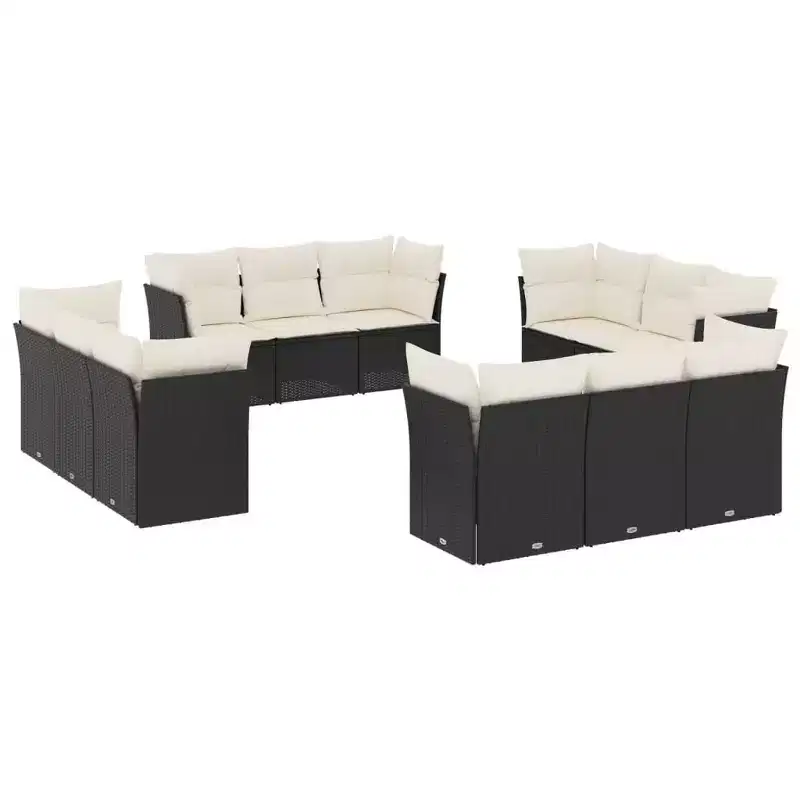 vidaXL Large Modern Garden Sofa Set with Cushions in Poly Rattan