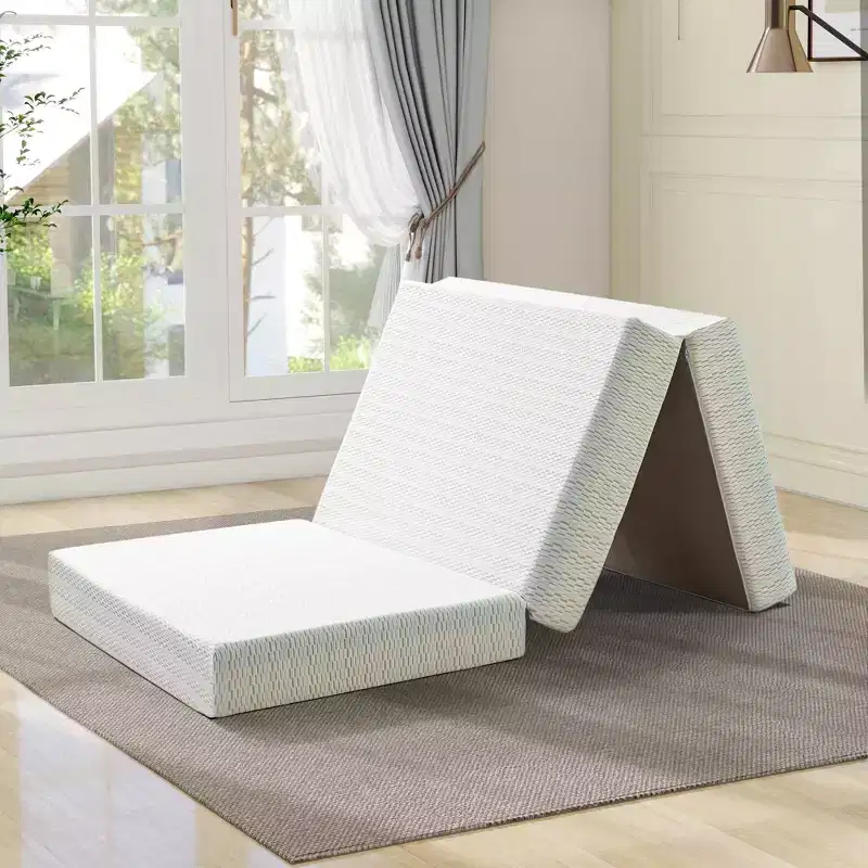 Dyonery 6 Tri-Fold Memory Foam Mattress with Washable Cover & Storage Bag, Foldable Floor Mattress for Guest Bed/Dorm/Camping/Murphy Bed